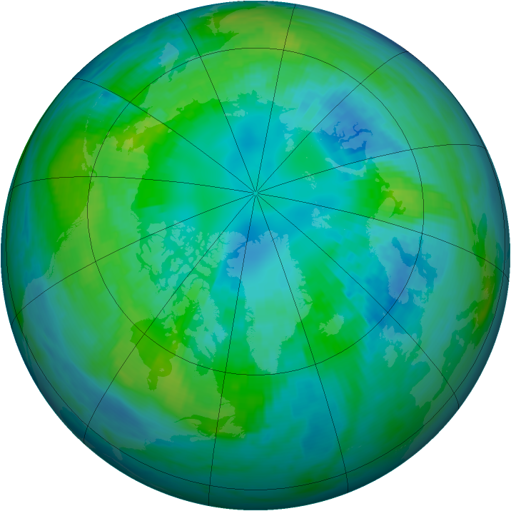 Arctic ozone map for 17 October 1985